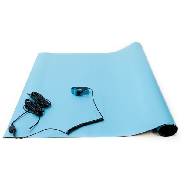 Bertech ESD Anti-Static High Temperature Table Mat Kit, 18 In. x 24 In., Blue 2059T-18x24BKT